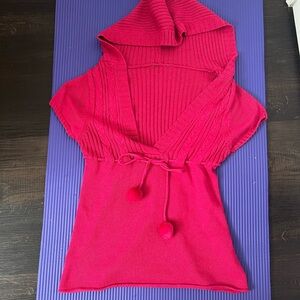 Pink Knit Hooded Sweater Top